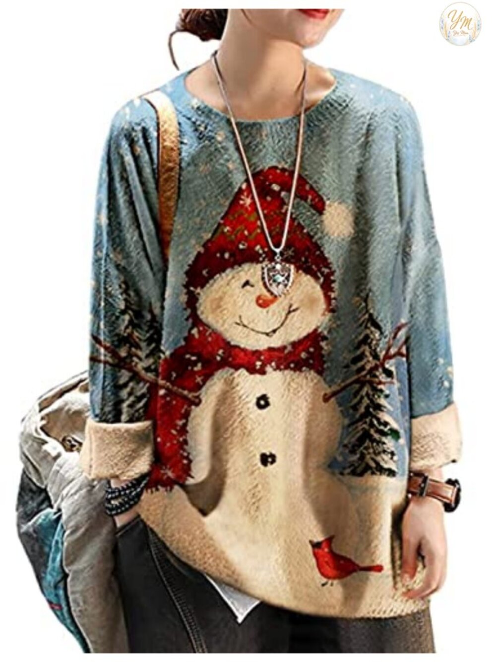 Womens Oversized Boho Pullover Sweater Cotton Wool Knit Crewneck Fall